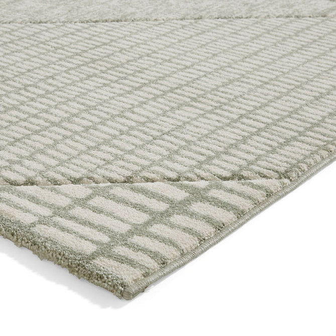 Catherine Lansfield Larsson Modern Abstract Durable Easy-Care Carved High Density Polyproplyene Light Sage Green/Cream Rug-Think Rugs-Rug Love - The Most Loved Rug Store
