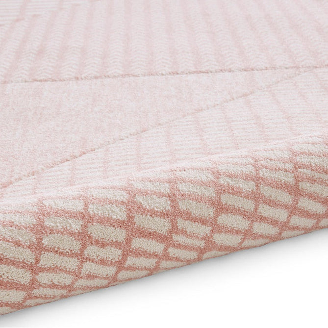 Catherine Lansfield Larsson Modern Abstract Durable Easy-Care Carved High Density Polyproplyene Rose/Cream Rug-Think Rugs-Rug Love - The Most Loved Rug Store