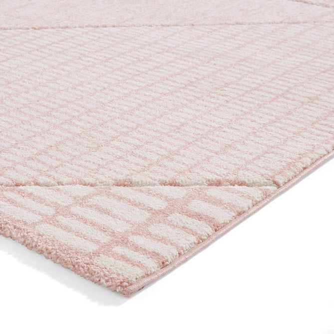 Catherine Lansfield Larsson Modern Abstract Durable Easy-Care Carved High Density Polyproplyene Rose/Cream Rug-Think Rugs-Rug Love - The Most Loved Rug Store