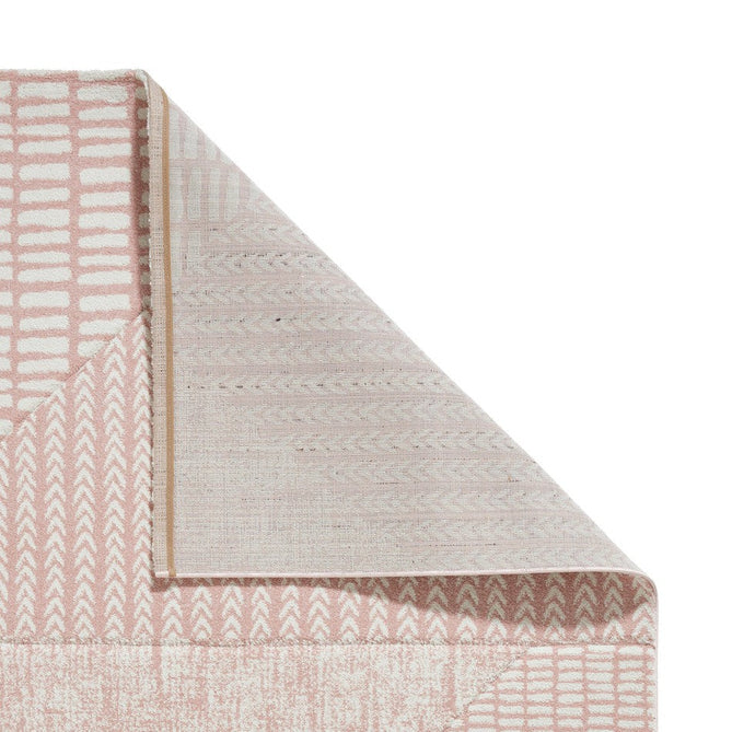 Catherine Lansfield Larsson Modern Abstract Durable Easy-Care Carved High Density Polyproplyene Rose/Cream Rug-Think Rugs-Rug Love - The Most Loved Rug Store