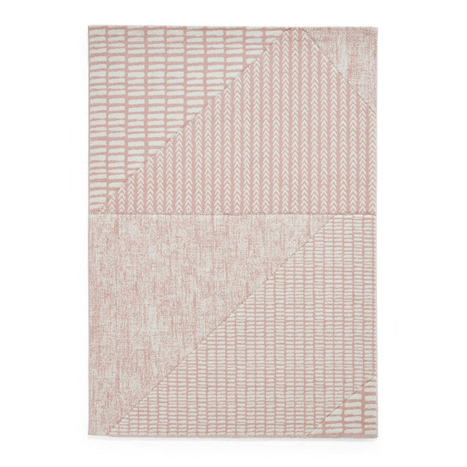 Catherine Lansfield Larsson Modern Abstract Durable Easy-Care Carved High Density Polyproplyene Rose/Cream Rug-Think Rugs-Rug Love - The Most Loved Rug Store