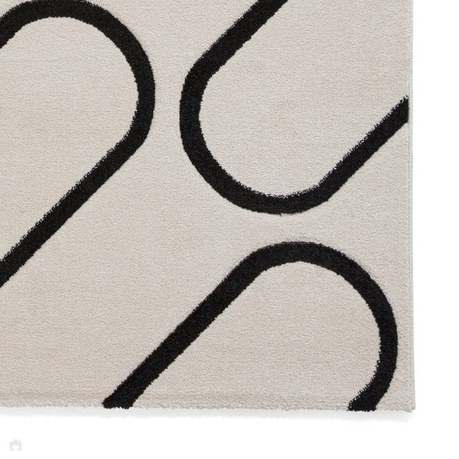 Catherine Lansfield Linear Curve Modern Geometric Durable Easy-Care Carved High Density Polyproplyene Cream/Black Rug-Think Rugs-Rug Love - The Most Loved Rug Store