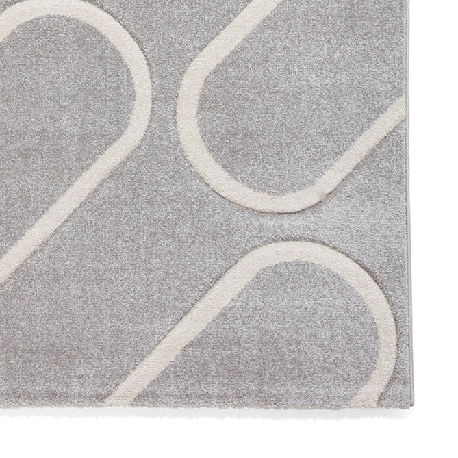 Catherine Lansfield Linear Curve Modern Geometric Durable Easy-Care Carved High Density Polyproplyene Grey/Cream Rug-Think Rugs-Rug Love - The Most Loved Rug Store