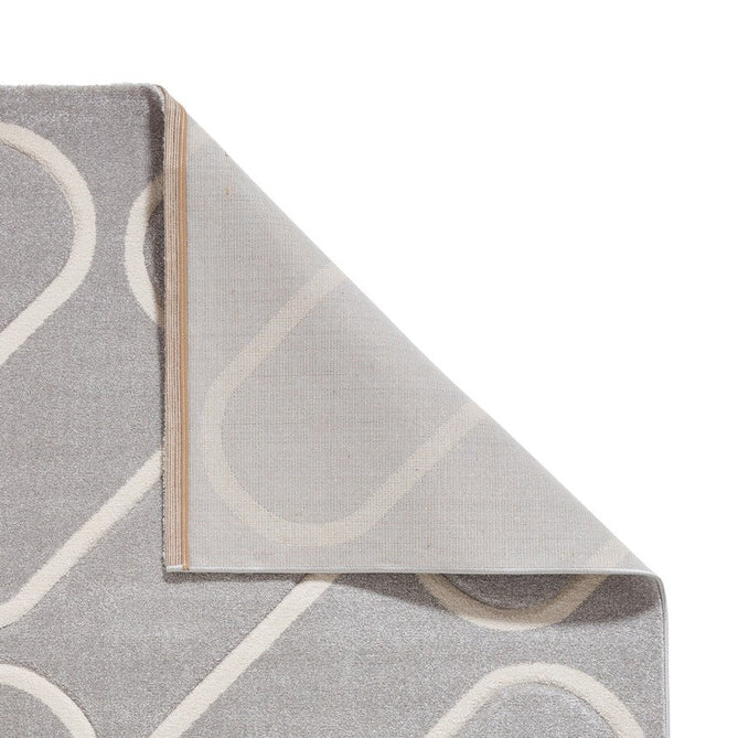 Catherine Lansfield Linear Curve Modern Geometric Durable Easy-Care Carved High Density Polyproplyene Grey/Cream Rug-Think Rugs-Rug Love - The Most Loved Rug Store