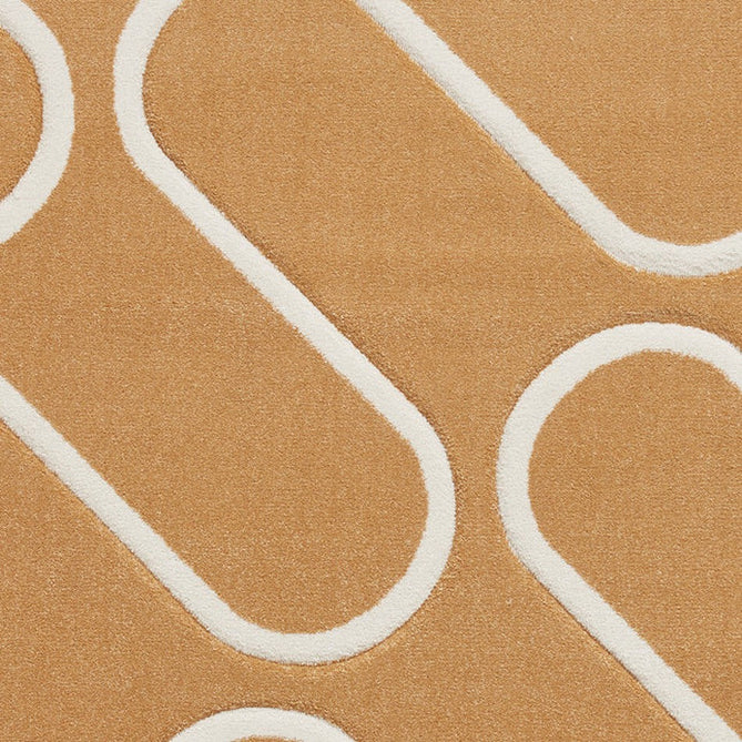 Catherine Lansfield Linear Curve Modern Geometric Durable Easy-Care Carved High Density Polyproplyene Ochre/Cream Rug-Think Rugs-Rug Love - The Most Loved Rug Store