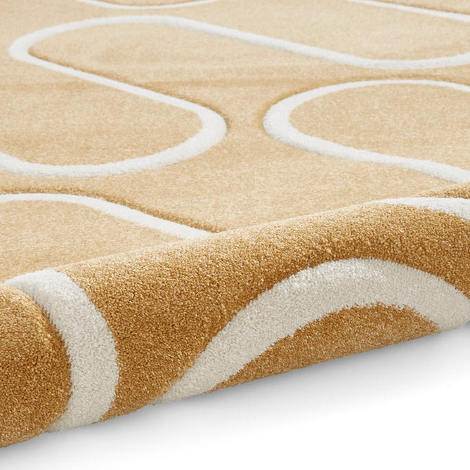Catherine Lansfield Linear Curve Modern Geometric Durable Easy-Care Carved High Density Polyproplyene Ochre/Cream Rug-Think Rugs-Rug Love - The Most Loved Rug Store