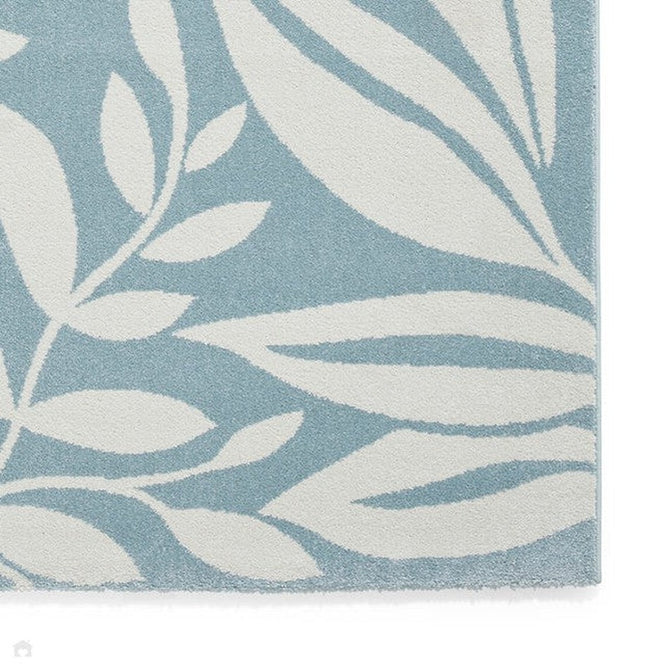 Catherine Lansfield Sorral Leaves Modern Botanical Floral Durable Easy-Care Carved High Density Polyproplyene Blue/Cream Rug-Think Rugs-Rug Love - The Most Loved Rug Store