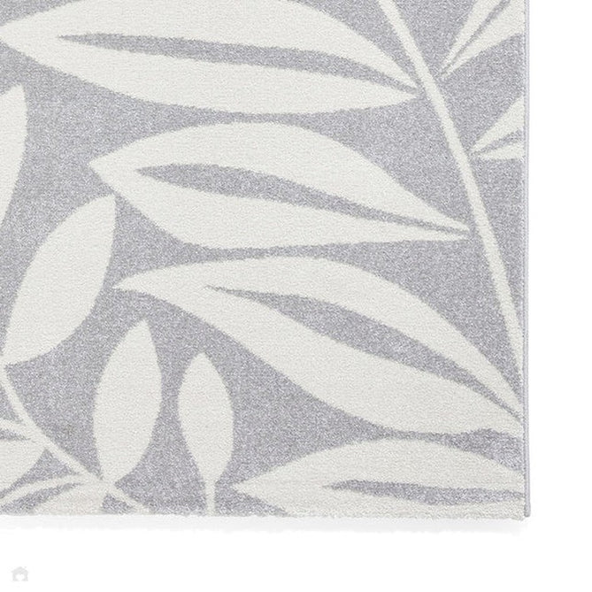 Catherine Lansfield Sorral Leaves Modern Botanical Floral Durable Easy-Care Carved High Density Polyproplyene Grey/Cream Rug-Think Rugs-Rug Love - The Most Loved Rug Store