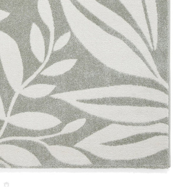 Catherine Lansfield Sorral Leaves Modern Botanical Floral Durable Easy-Care Carved High Density Polyproplyene Light Sage Green/Cream Rug-Think Rugs-Rug Love - The Most Loved Rug Store