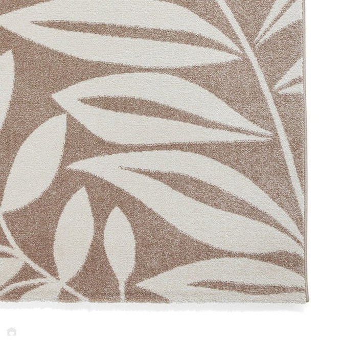 Catherine Lansfield Sorral Leaves Modern Botanical Floral Durable Easy-Care Carved High Density Polyproplyene Natural/Cream Rug-Think Rugs-Rug Love - The Most Loved Rug Store