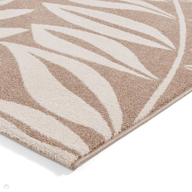 Catherine Lansfield Sorral Leaves Modern Botanical Floral Durable Easy-Care Carved High Density Polyproplyene Natural/Cream Rug-Think Rugs-Rug Love - The Most Loved Rug Store