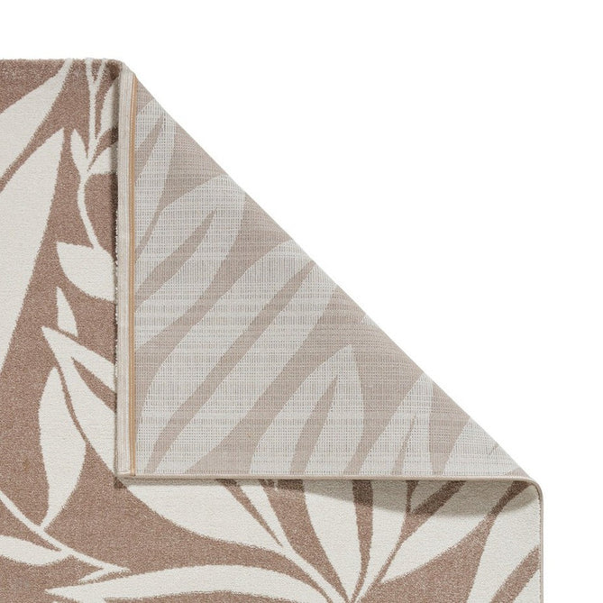 Catherine Lansfield Sorral Leaves Modern Botanical Floral Durable Easy-Care Carved High Density Polyproplyene Natural/Cream Rug-Think Rugs-Rug Love - The Most Loved Rug Store