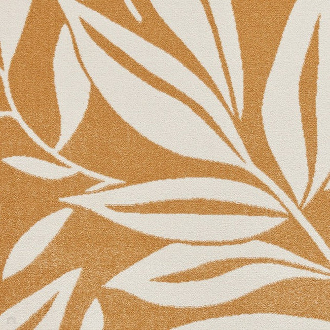 Catherine Lansfield Sorral Leaves Modern Botanical Floral Durable Easy-Care Carved High Density Polyproplyene Ochre/Cream Rug-Think Rugs-Rug Love - The Most Loved Rug Store