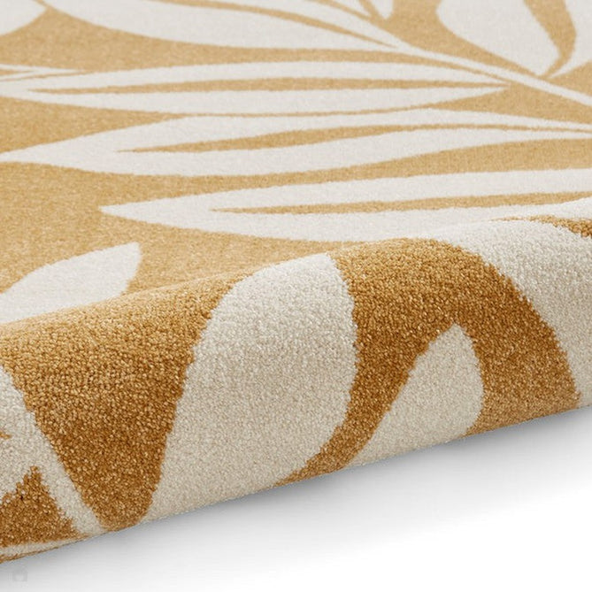 Catherine Lansfield Sorral Leaves Modern Botanical Floral Durable Easy-Care Carved High Density Polyproplyene Ochre/Cream Rug-Think Rugs-Rug Love - The Most Loved Rug Store