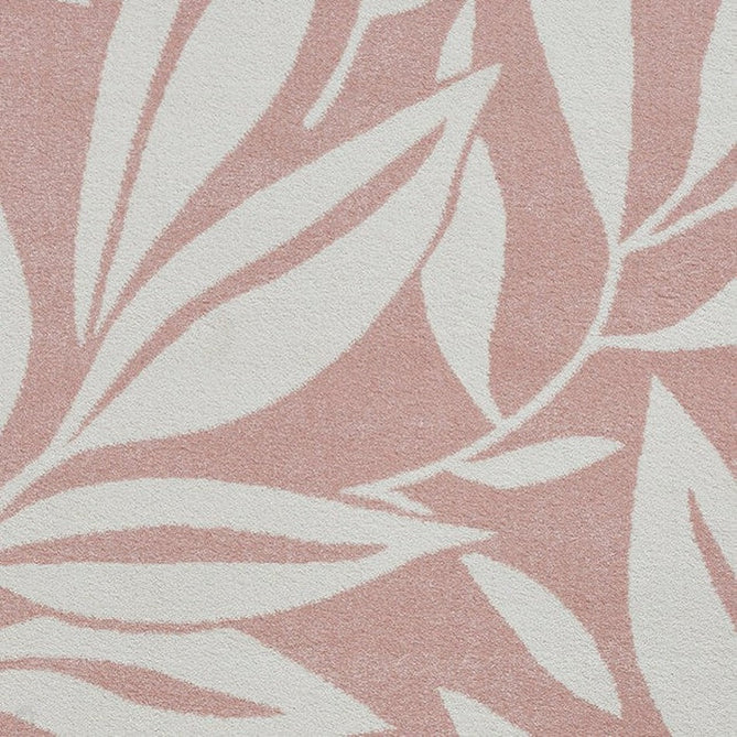Catherine Lansfield Sorral Leaves Modern Botanical Floral Durable Easy-Care Carved High Density Polyproplyene Rose/Cream Rug-Think Rugs-Rug Love - The Most Loved Rug Store