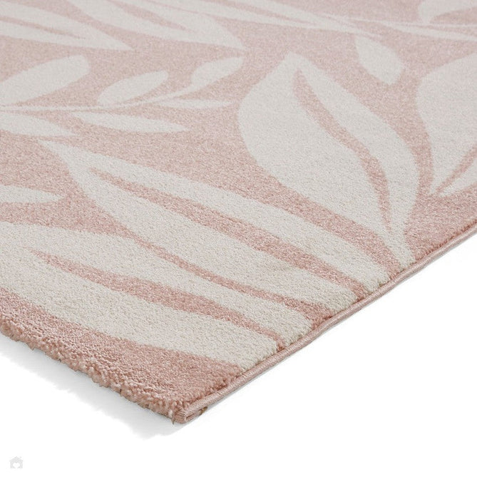 Catherine Lansfield Sorral Leaves Modern Botanical Floral Durable Easy-Care Carved High Density Polyproplyene Rose/Cream Rug-Think Rugs-Rug Love - The Most Loved Rug Store