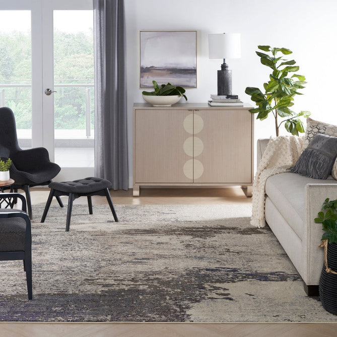 Celestial CES02 Modern Abstract Soft Durable Low Profile Short Pile Ivory/Grey Rug-Nourison-Rug Love - The Most Loved Rug Store