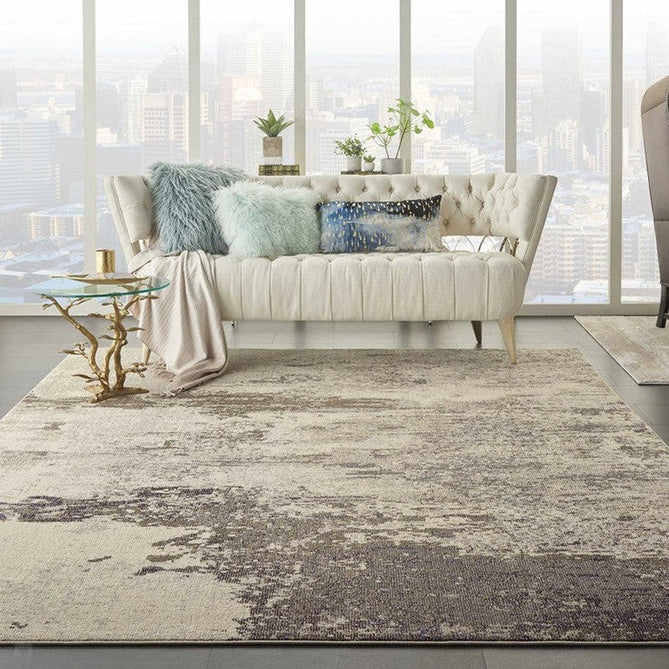 Celestial CES02 Modern Abstract Soft Durable Low Profile Short Pile Ivory/Grey Rug-Nourison-Rug Love - The Most Loved Rug Store