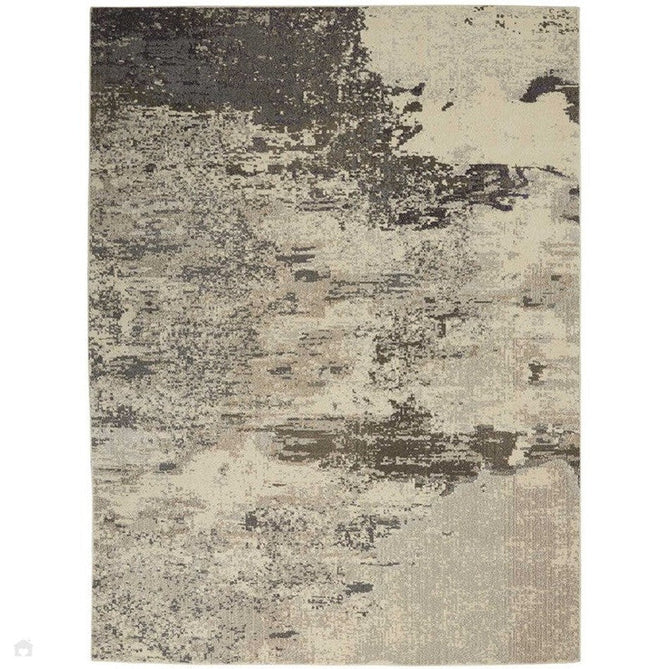 Celestial CES02 Modern Abstract Soft Durable Low Profile Short Pile Ivory/Grey Rug-Nourison-Rug Love - The Most Loved Rug Store