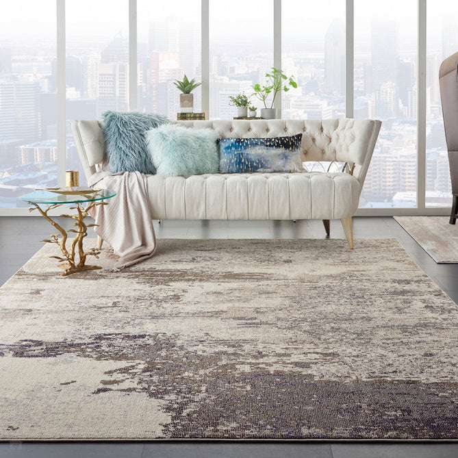Celestial CES02 Modern Abstract Soft Durable Low Profile Short Pile Ivory/Grey Rug-Nourison-Rug Love - The Most Loved Rug Store