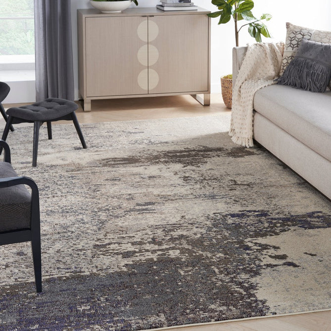 Celestial CES02 Modern Abstract Soft Durable Low Profile Short Pile Ivory/Grey Rug-Nourison-Rug Love - The Most Loved Rug Store