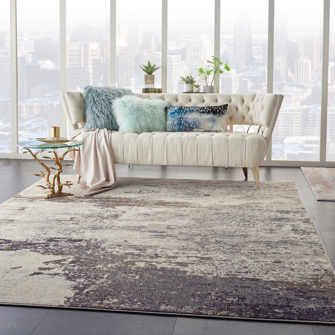Celestial CES02 Modern Abstract Soft Durable Low Profile Short Pile Ivory/Grey Rug-Nourison-Rug Love - The Most Loved Rug Store