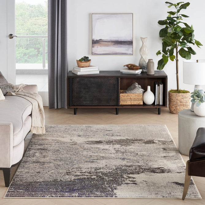 Celestial CES02 Modern Abstract Soft Durable Low Profile Short Pile Ivory/Grey Rug-Nourison-Rug Love - The Most Loved Rug Store