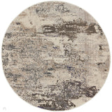 Celestial CES02 Modern Abstract Soft-Touch Low Flat-Pile Ivory/Grey Round Rug