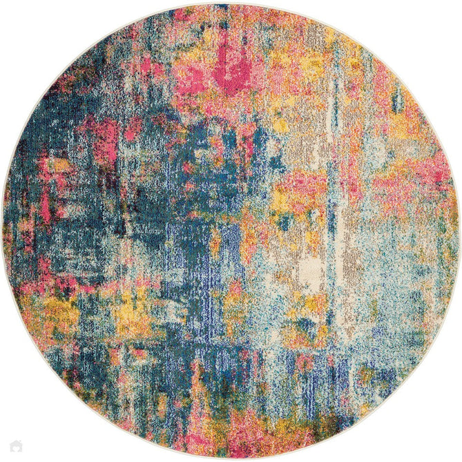 Celestial CES09 Modern Abstract Soft Durable Low Profile Short Pile Blue/Yellow Rug-Nourison-Rug Love - The Most Loved Rug Store