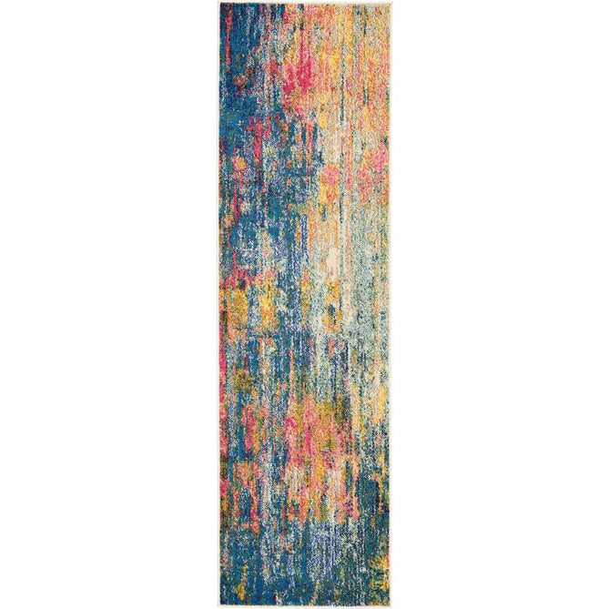 Celestial CES09 Modern Abstract Soft Durable Low Profile Short Pile Blue/Yellow Rug-Nourison-Rug Love - The Most Loved Rug Store