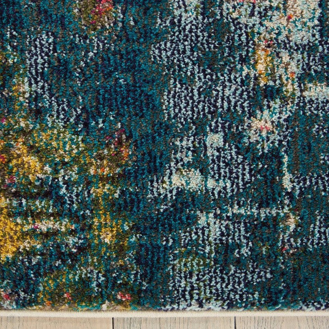 Celestial CES09 Modern Abstract Soft Durable Low Profile Short Pile Blue/Yellow Rug-Nourison-Rug Love - The Most Loved Rug Store