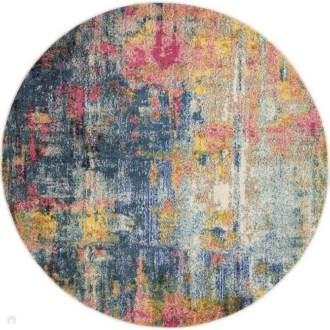 Celestial CES09 Modern Abstract Soft Durable Low Profile Short Pile Blue/Yellow Rug-Nourison-Rug Love - The Most Loved Rug Store