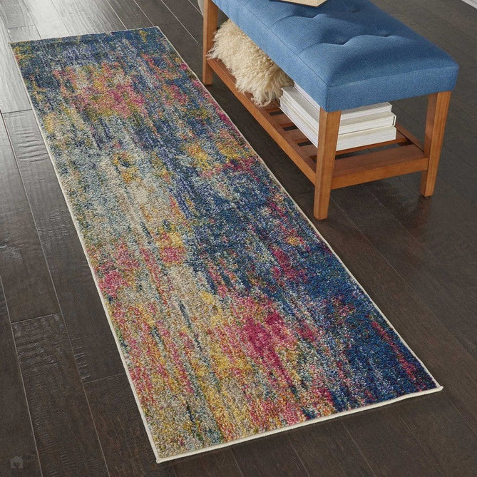 Celestial CES09 Modern Abstract Soft Durable Low Profile Short Pile Blue/Yellow Rug-Nourison-Rug Love - The Most Loved Rug Store