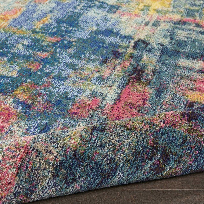 Celestial CES09 Modern Abstract Soft Durable Low Profile Short Pile Blue/Yellow Rug-Nourison-Rug Love - The Most Loved Rug Store