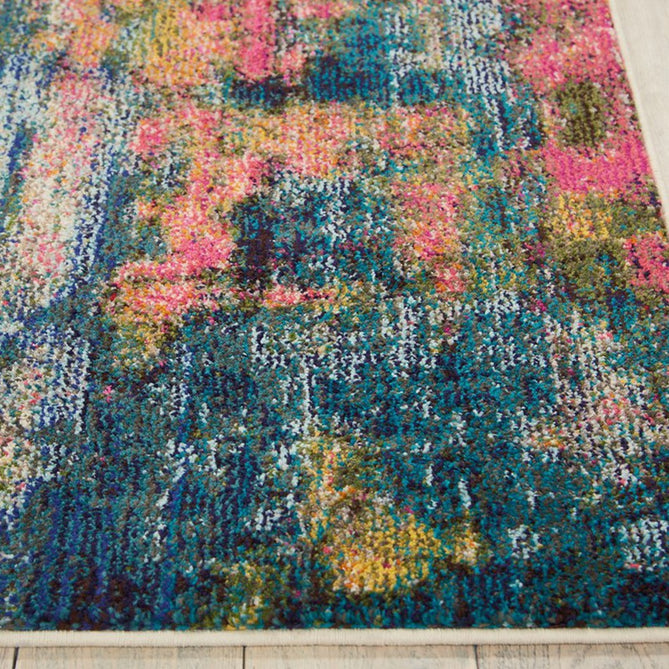 Celestial CES09 Modern Abstract Soft Durable Low Profile Short Pile Blue/Yellow Rug-Nourison-Rug Love - The Most Loved Rug Store
