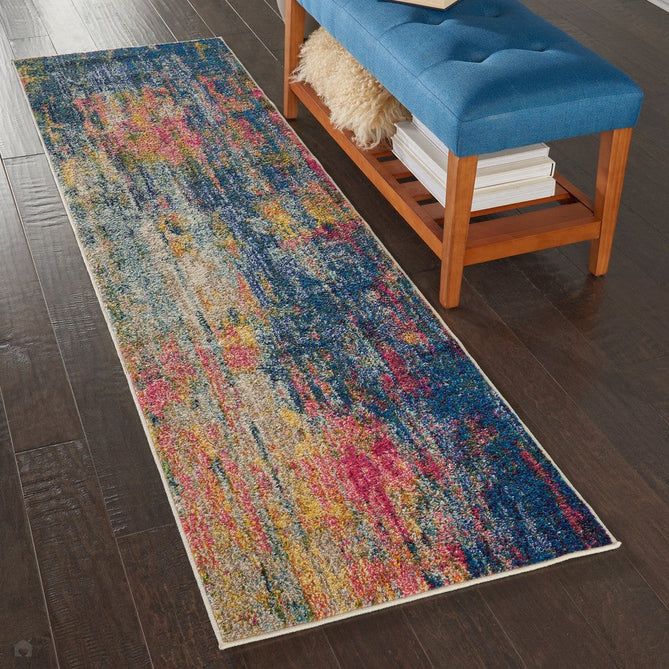 Celestial CES09 Modern Abstract Soft Durable Low Profile Short Pile Blue/Yellow Rug-Nourison-Rug Love - The Most Loved Rug Store