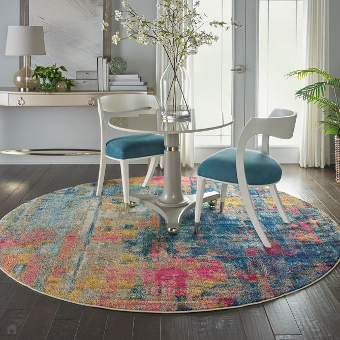 Celestial CES09 Modern Abstract Soft Durable Low Profile Short Pile Blue/Yellow Rug-Nourison-Rug Love - The Most Loved Rug Store