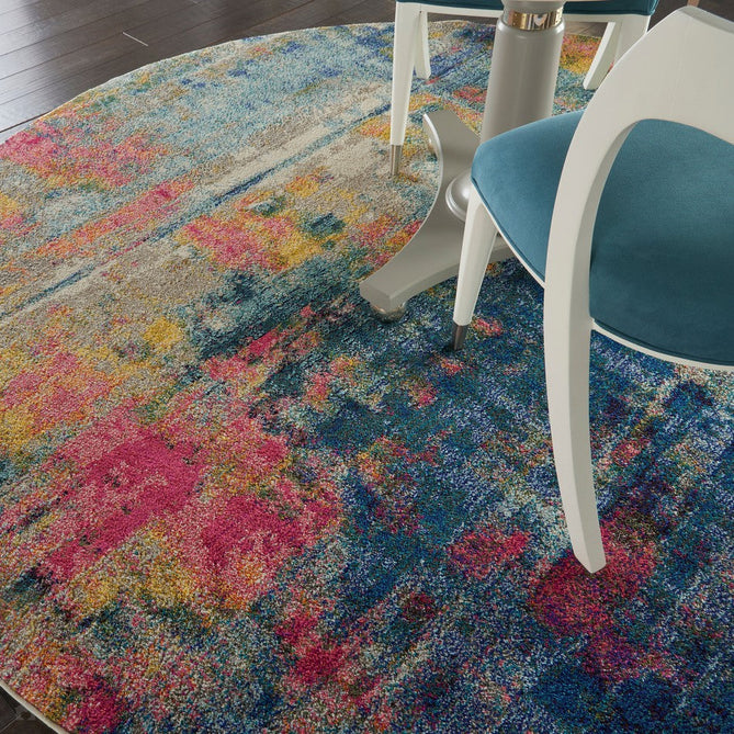 Celestial CES09 Modern Abstract Soft Durable Low Profile Short Pile Blue/Yellow Rug-Nourison-Rug Love - The Most Loved Rug Store