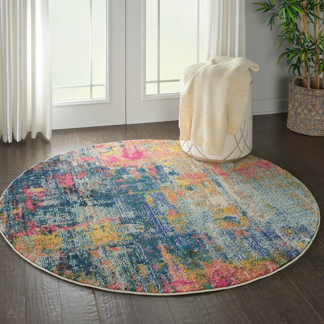 Celestial CES09 Modern Abstract Soft Durable Low Profile Short Pile Blue/Yellow Rug-Nourison-Rug Love - The Most Loved Rug Store