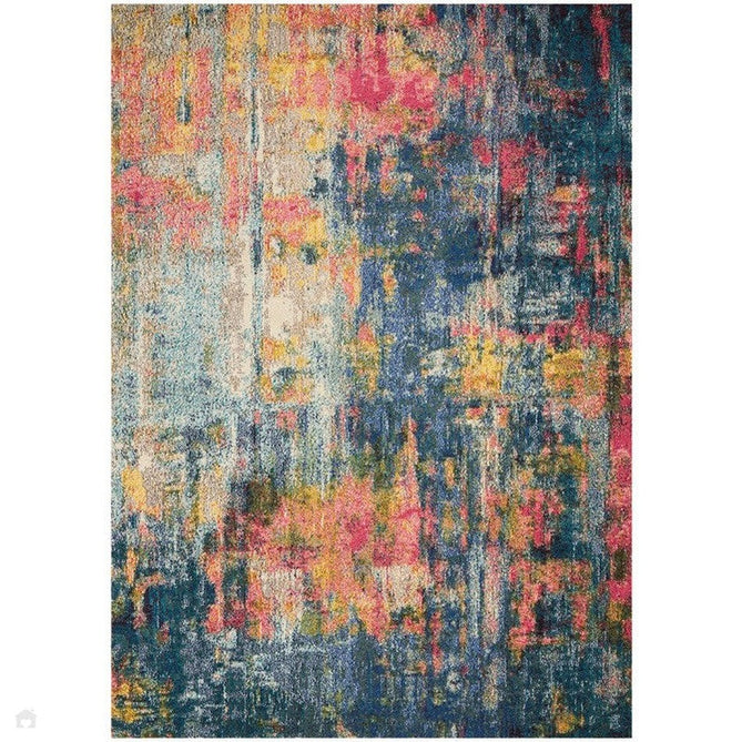 Celestial CES09 Modern Abstract Soft Durable Low Profile Short Pile Blue/Yellow Rug-Nourison-Rug Love - The Most Loved Rug Store