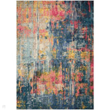 Celestial CES09 Modern Abstract Soft-Touch Low Flat-Pile Blue/Yellow Rug