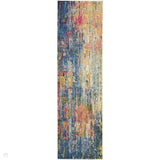 Celestial CES09 Modern Abstract Soft-Touch Low Flat-Pile Blue/Yellow Runner