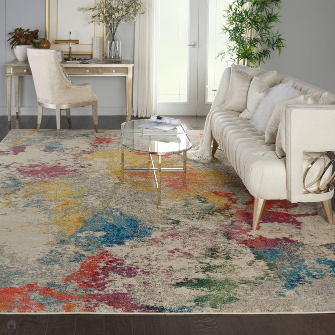 Celestial CES12 Modern Abstract Soft Durable Low Profile Short Pile Ivory/Multicolour Rug-Nourison-Rug Love - The Most Loved Rug Store
