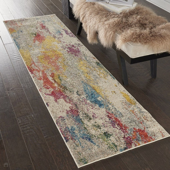 Celestial CES12 Modern Abstract Soft Durable Low Profile Short Pile Ivory/Multicolour Runner-Nourison-Rug Love - The Most Loved Rug Store