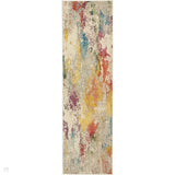 Celestial CES12 Modern Abstract Soft-Touch Low Flat-Pile Ivory/Multicolour Runner