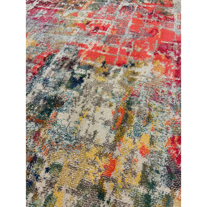 Celestial CES13 Modern Abstract Soft Durable Low Profile Short Pile Pink/Multi Round Rug-Nourison-Rug Love - The Most Loved Rug Store