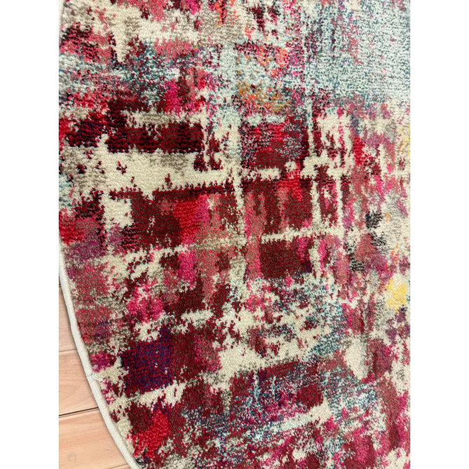 Celestial CES13 Modern Abstract Soft Durable Low Profile Short Pile Pink/Multi Round Rug-Nourison-Rug Love - The Most Loved Rug Store