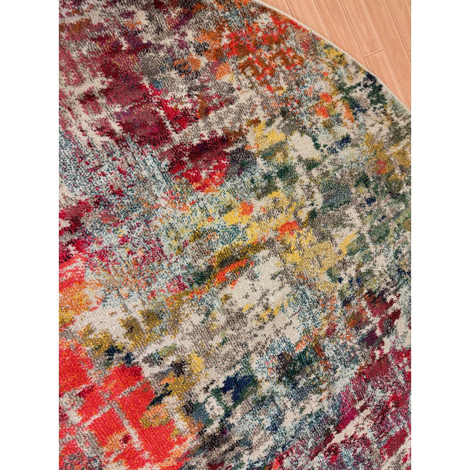 Celestial CES13 Modern Abstract Soft Durable Low Profile Short Pile Pink/Multi Round Rug-Nourison-Rug Love - The Most Loved Rug Store