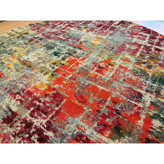 Celestial CES13 Modern Abstract Soft Durable Low Profile Short Pile Pink/Multi Round Rug-Nourison-Rug Love - The Most Loved Rug Store