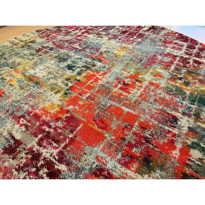 Celestial CES13 Modern Abstract Soft Durable Low Short Flat Pile Pink/Multi Round Rug-Nourison-Rug Love - The Most Loved Rug Store